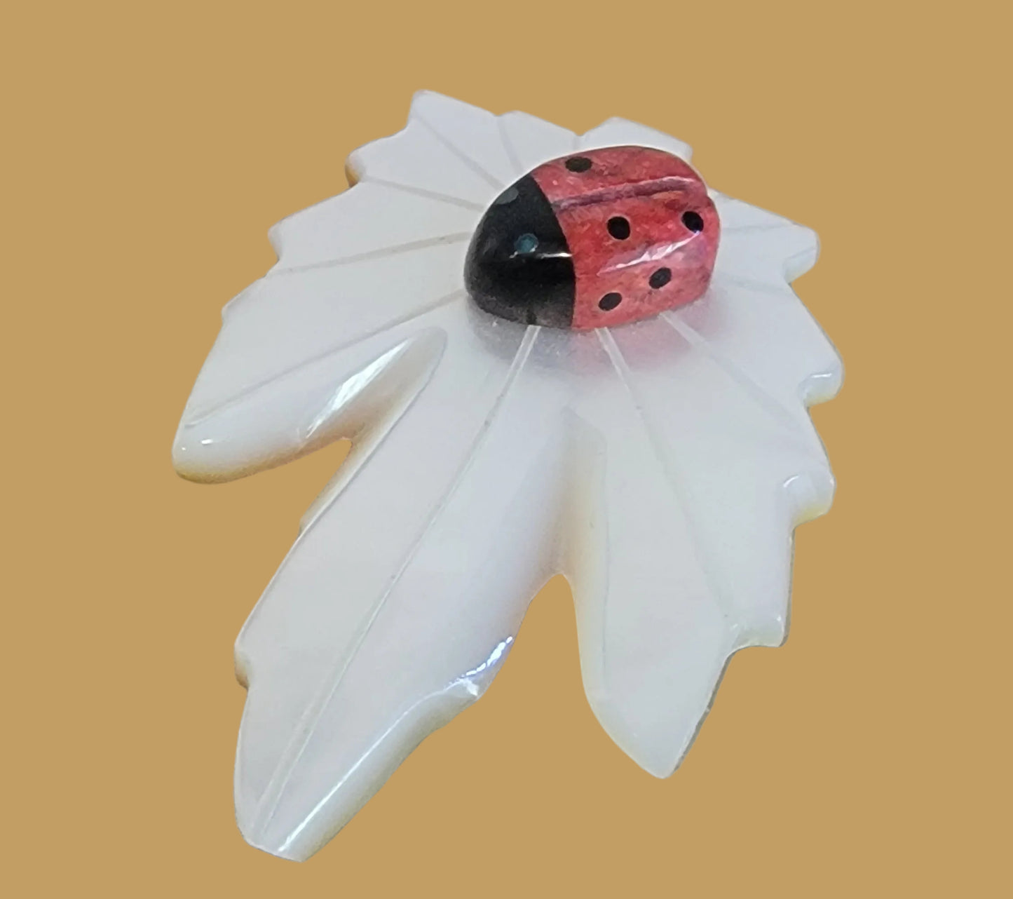 Ladybug on M.O.P. Leaf Zuni Fetish