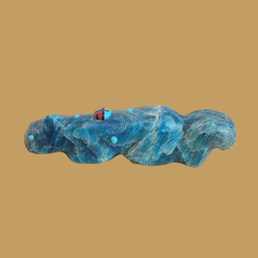Blue Optic Squirrel w/Zuni Sun Zuni Fetish