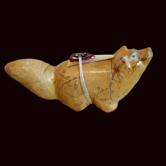 Large Travertine Fox Zuni Fetish