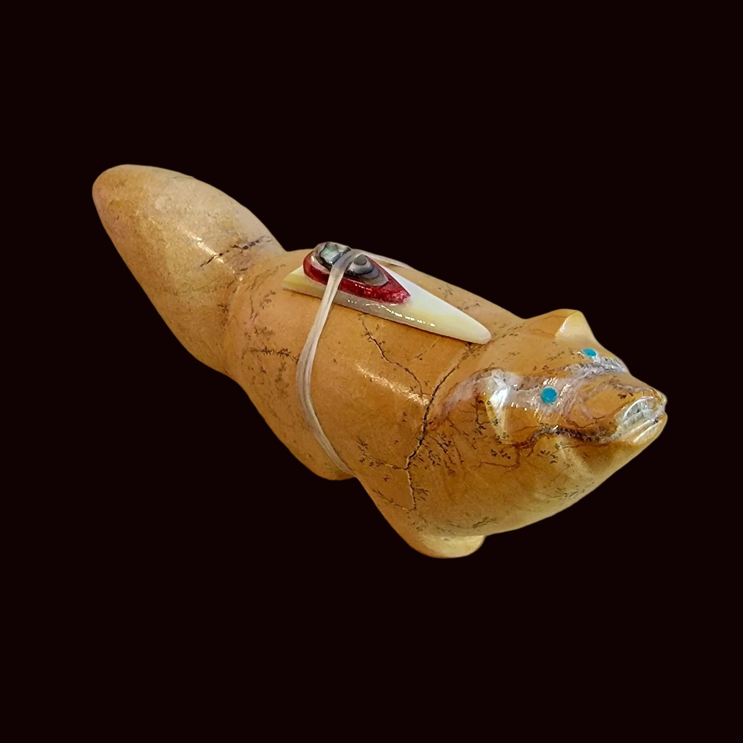 Large Travertine Fox Zuni Fetish