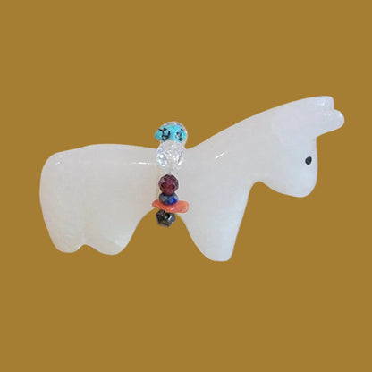 Alabaster Healing Horse w/ Fancy Bundle Zuni Fetish
