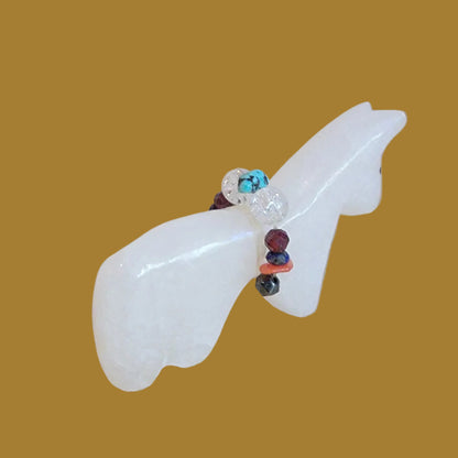 Alabaster Healing Horse w/ Fancy Bundle Zuni Fetish