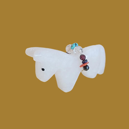 Alabaster Healing Horse w/ Fancy Bundle Zuni Fetish