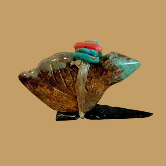 Old Style Turquoise Eagle on Arrowhead Zuni Fetish