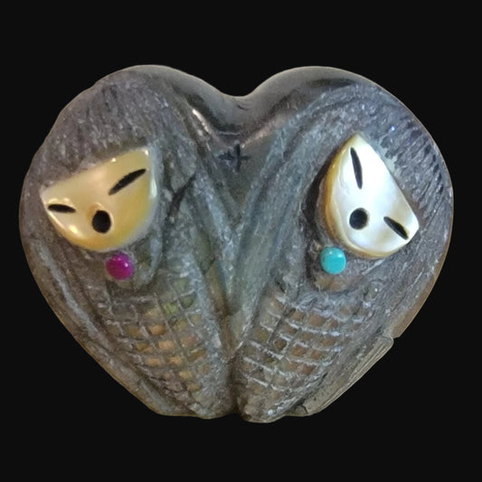 Double Labradorite Heart Shaped Zuni Corn Maidens Zuni Fetish