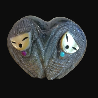 Double Labradorite Heart Shaped Zuni Corn Maidens Zuni Fetish