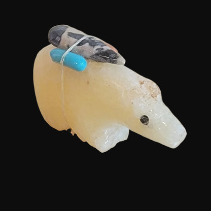 Calcite Bear w/Pack Zuni Fetish