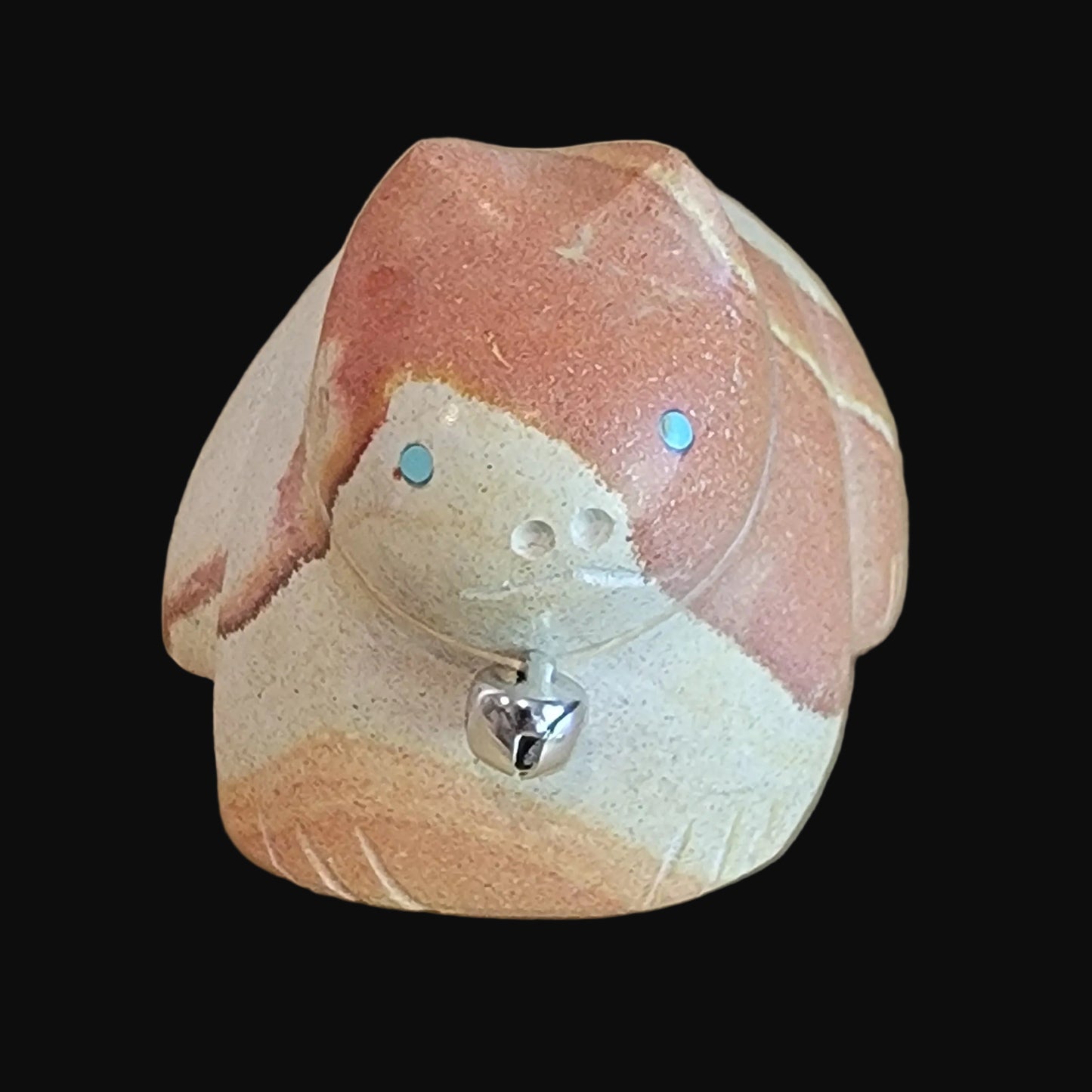 Sandstone Kitty Cat w/ Bell Collar Zuni Fetish