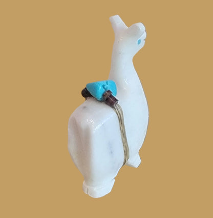 White Marble Llama Zuni Fetish