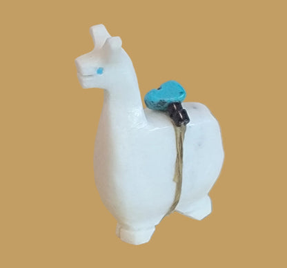 White Marble Llama Zuni Fetish