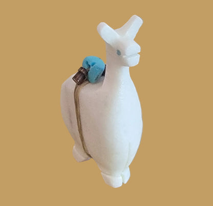 White Marble Llama Zuni Fetish