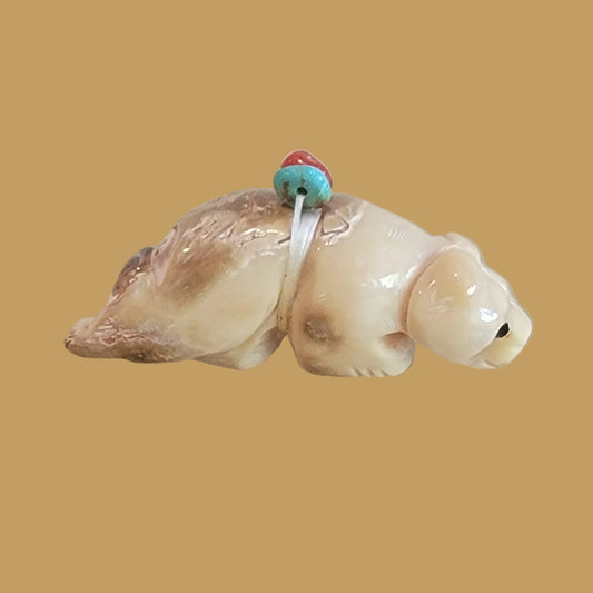 Fossilized Walrus Tusk Zuni Fetish Mountain Lion