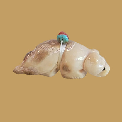 Fossilized Walrus Tusk Zuni Fetish Mountain Lion