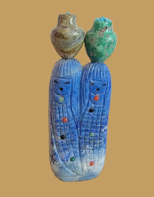 Quadruple Denim Lapis Zuni Olla Maidens/Corn Maidens Zuni Fetish