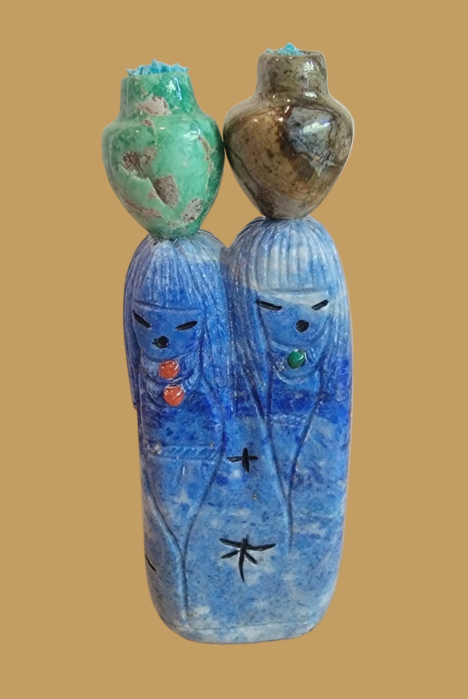 Quadruple Denim Lapis Zuni Olla Maidens/Corn Maidens Zuni Fetish