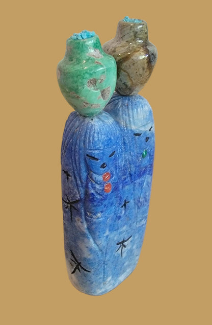Quadruple Denim Lapis Zuni Olla Maidens/Corn Maidens Zuni Fetish