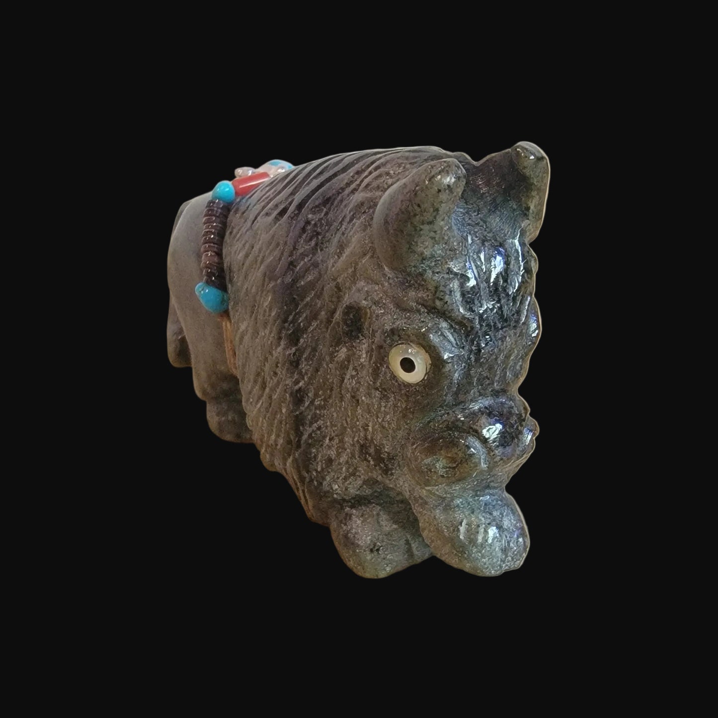 Proud and Powerful Bison/ Buffalo with Fancy Bundle Zuni Fetish