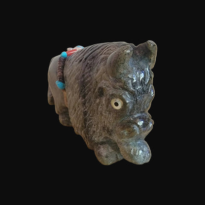 Proud and Powerful Bison/ Buffalo with Fancy Bundle Zuni Fetish