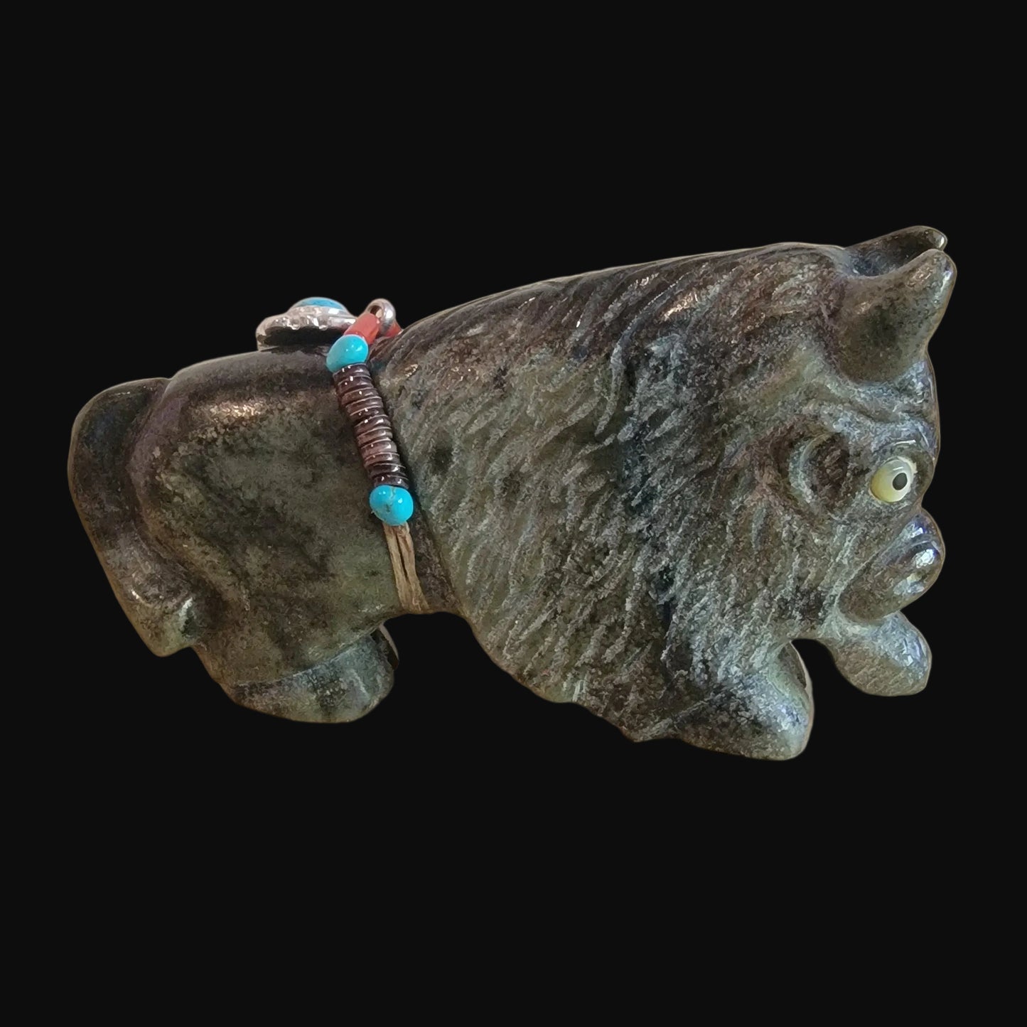 Proud and Powerful Bison/ Buffalo with Fancy Bundle Zuni Fetish