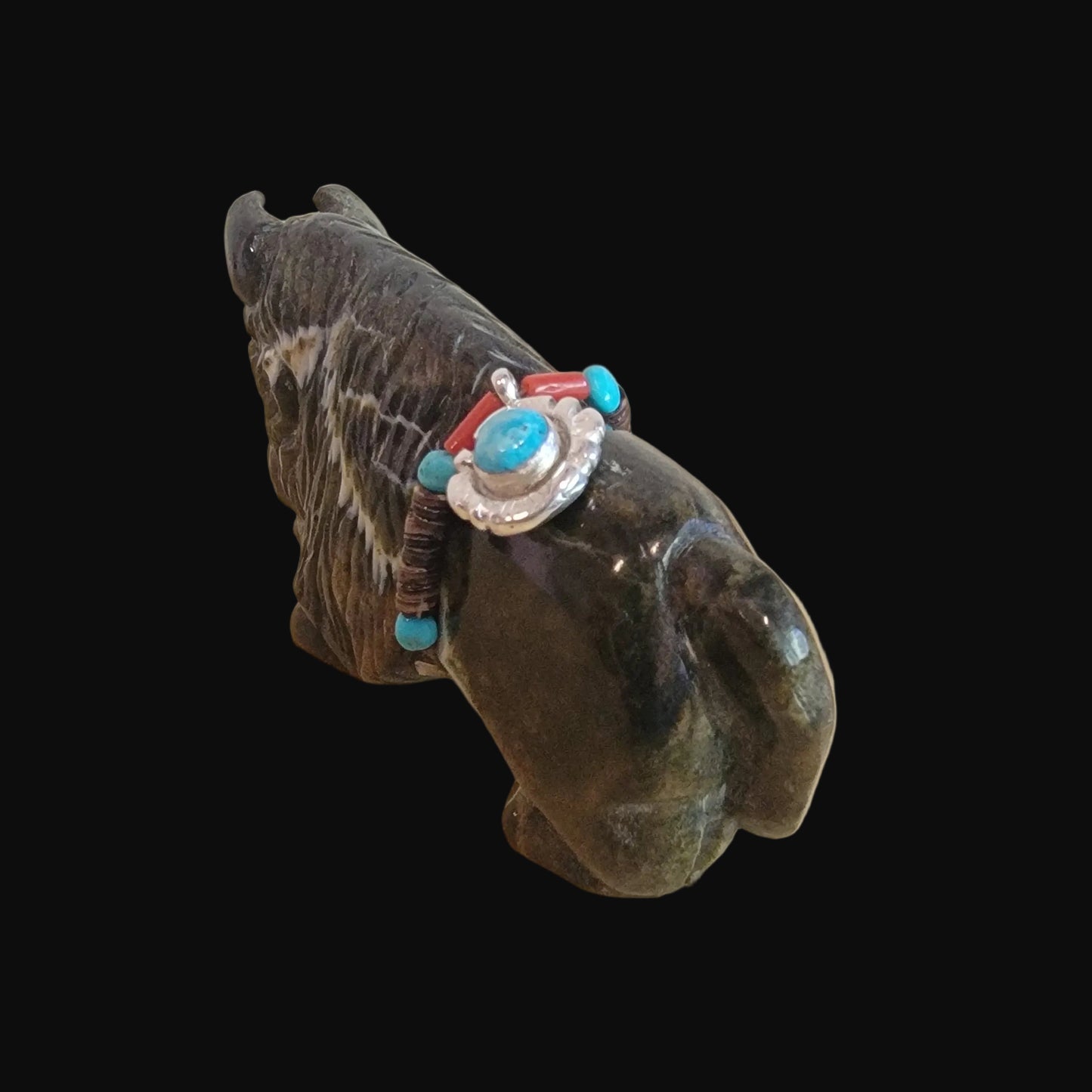 Proud and Powerful Bison/ Buffalo with Fancy Bundle Zuni Fetish