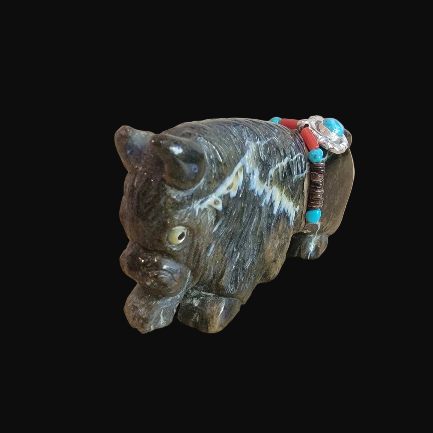 Proud and Powerful Bison/ Buffalo with Fancy Bundle Zuni Fetish