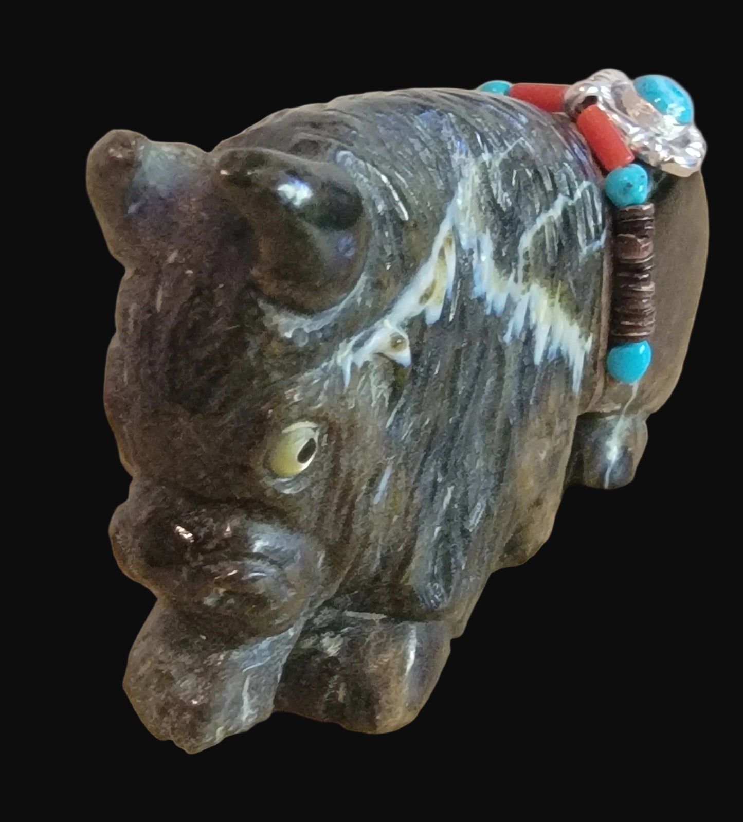 Proud and Powerful Bison/ Buffalo with Fancy Bundle Zuni Fetish