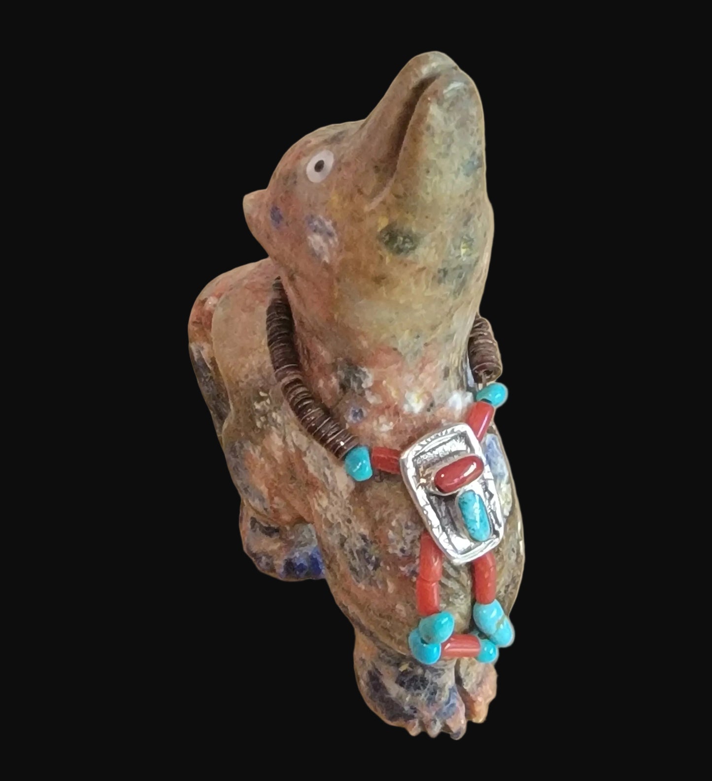 Sunset Sodalite Mischievous Coyote w/Bling Zuni Fetish