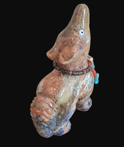 Sunset Sodalite Mischievous Coyote w/Bling Zuni Fetish