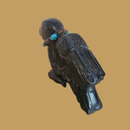 Mystical and Magical Raven w/ Energy Filled Crystal Necklace Zuni Fetish