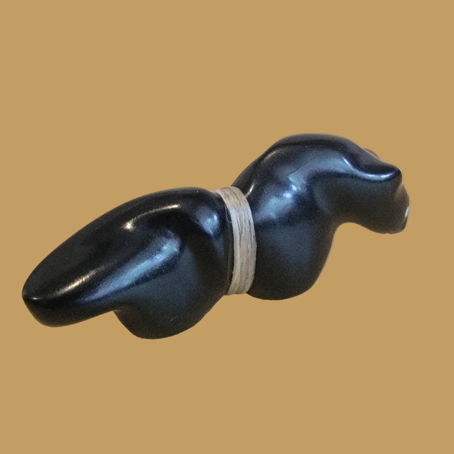 Sleek Jet Mountain Lion w/ Side Offering Zuni Fetish