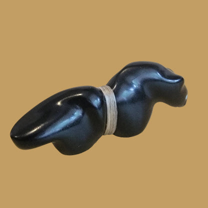 Sleek Jet Mountain Lion w/ Side Offering Zuni Fetish