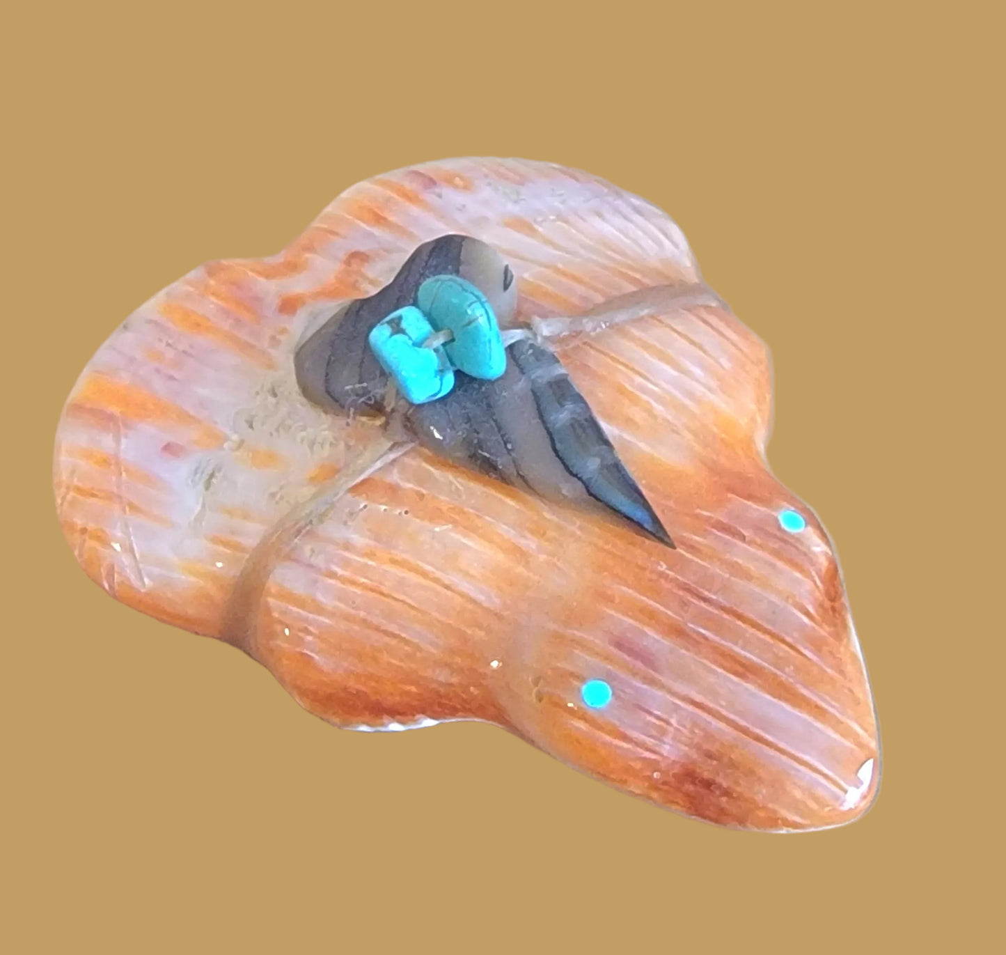 Orange Spiny Oyster Shell Frog Zuni Fetish