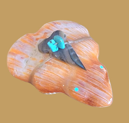 Orange Spiny Oyster Shell Frog Zuni Fetish