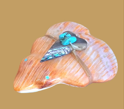 Orange Spiny Oyster Shell Frog Zuni Fetish