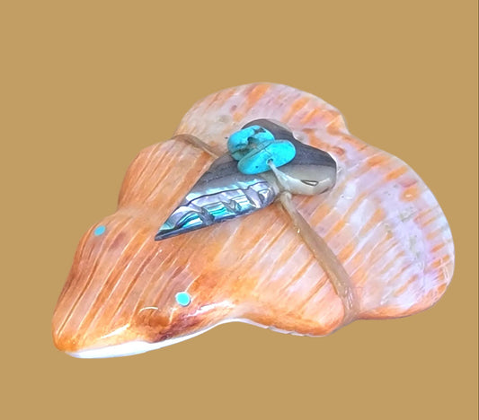 Orange Spiny Oyster Shell Frog Zuni Fetish