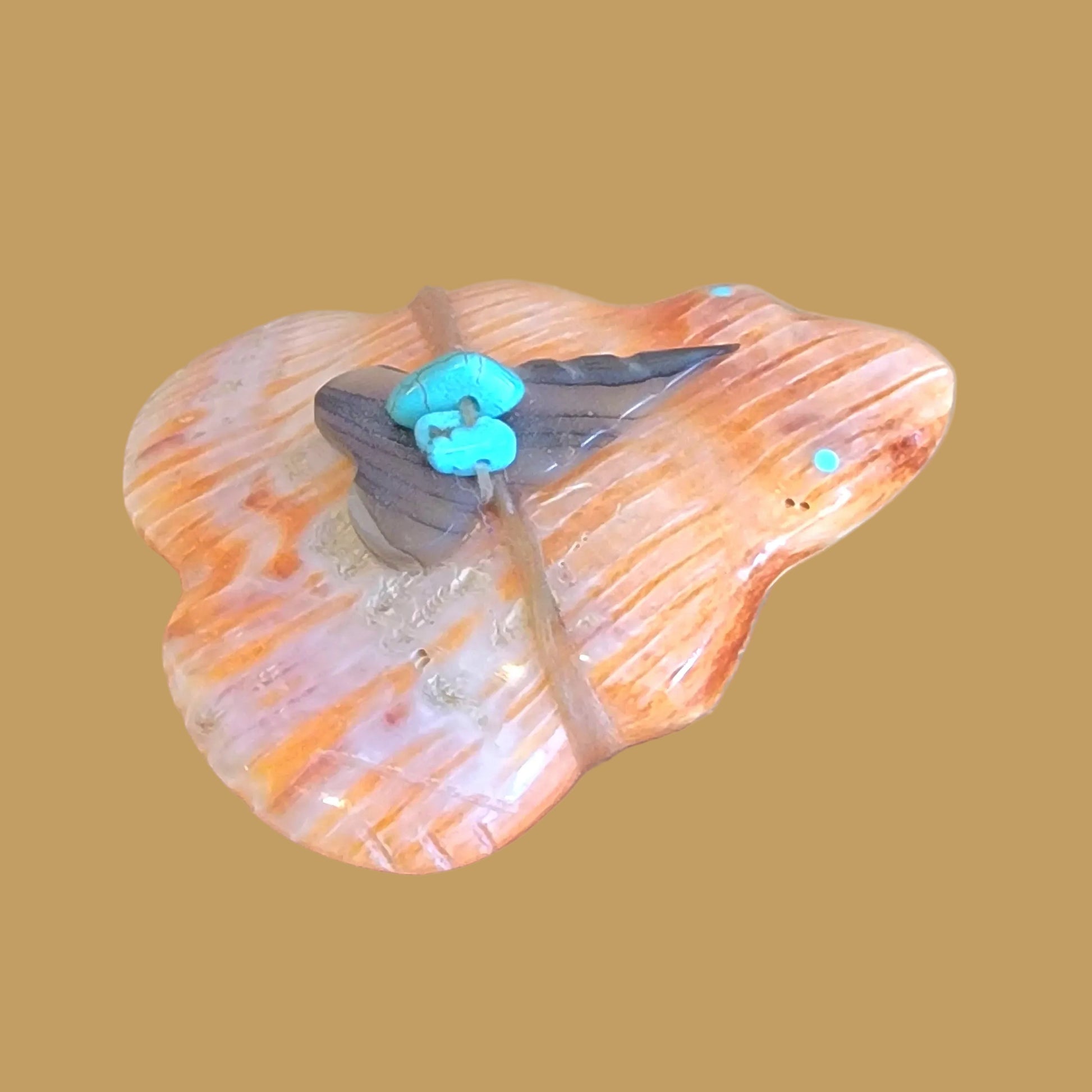 Orange Spiny Oyster Shell Frog Zuni Fetish