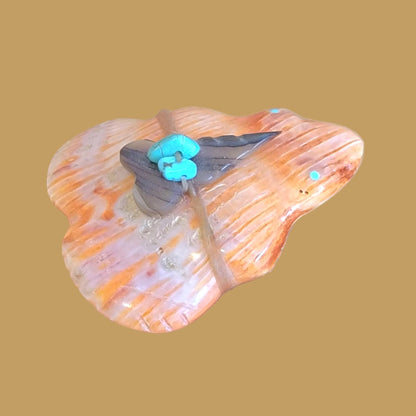 Orange Spiny Oyster Shell Frog Zuni Fetish
