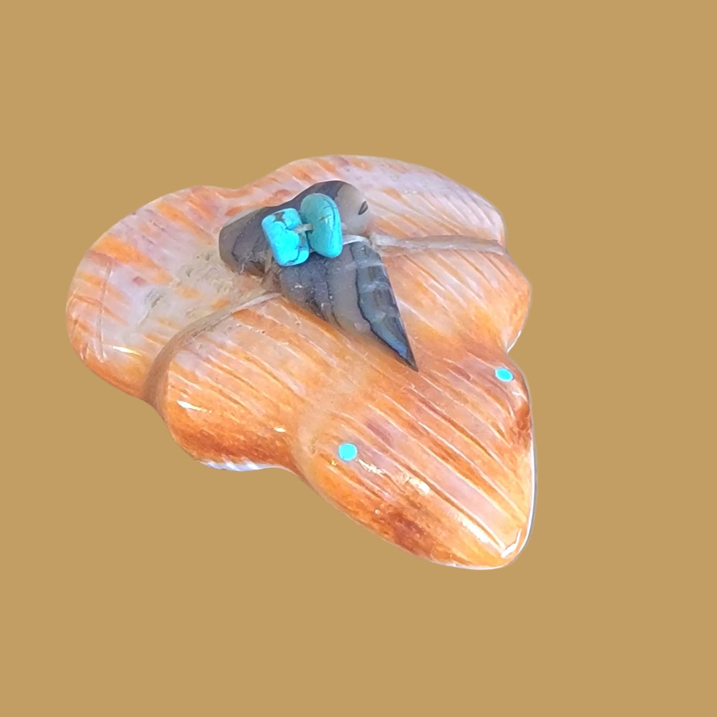 Orange Spiny Oyster Shell Frog Zuni Fetish