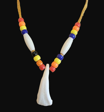 Bison Tooth/Crow Beads Shoshone Necklace Infian Jewelry