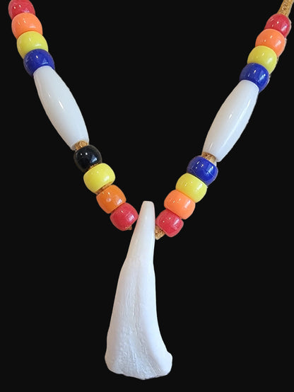 Bison Tooth/Crow Beads Shoshone Necklace Infian Jewelry