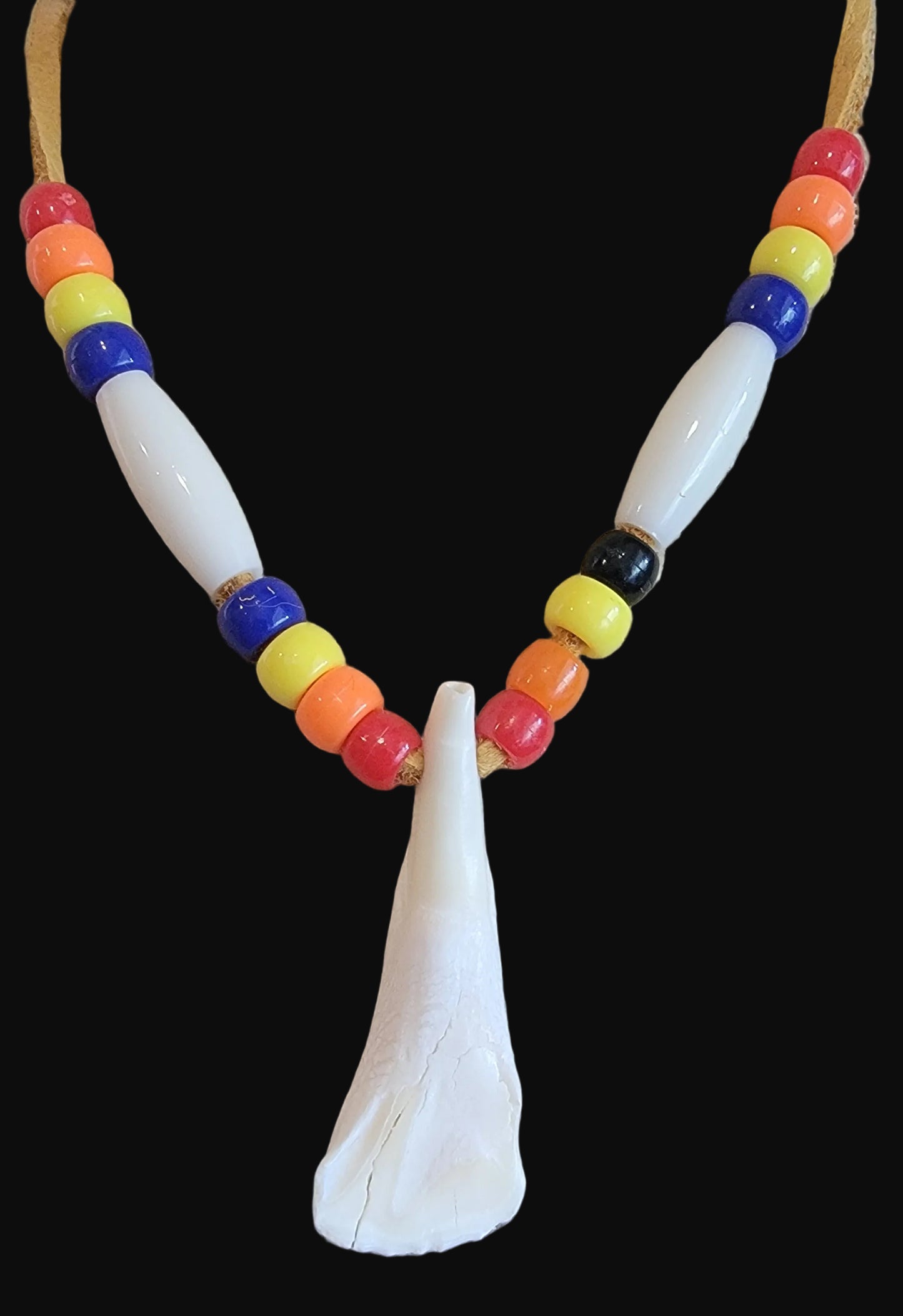 Bison Tooth/Crow Beads Shoshone Necklace Infian Jewelry