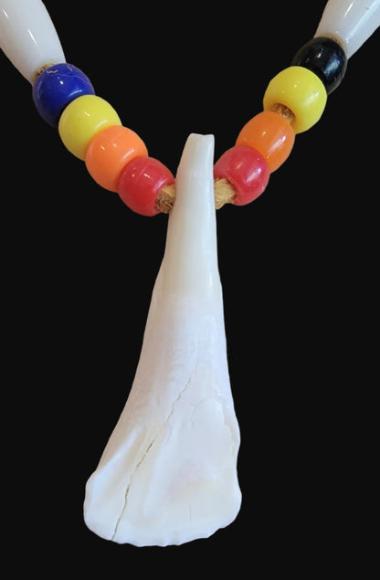 Bison Tooth/Crow Beads Shoshone Necklace Infian Jewelry