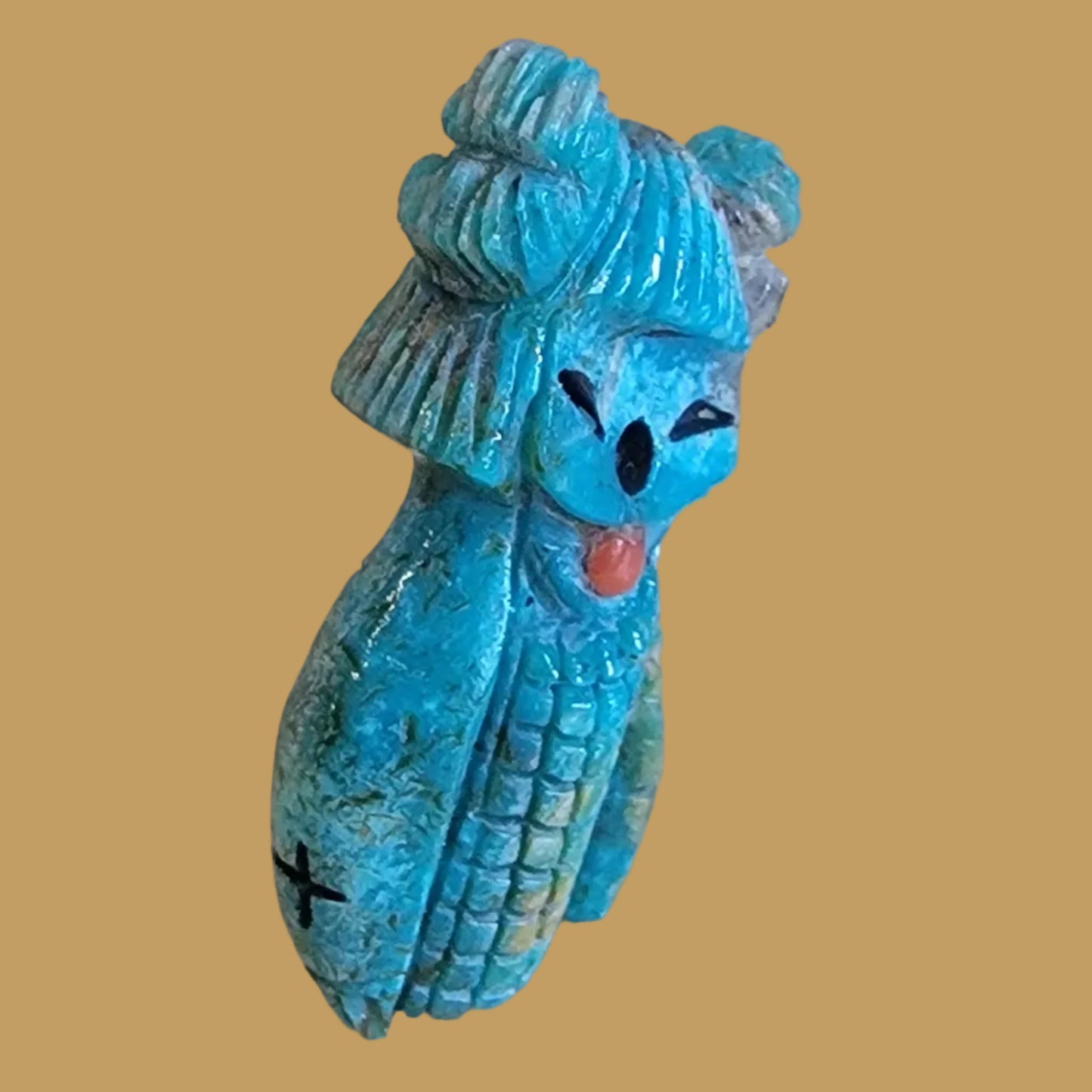 Kingman Turquoise Butterfly Corn Maiden Zuni Fetish