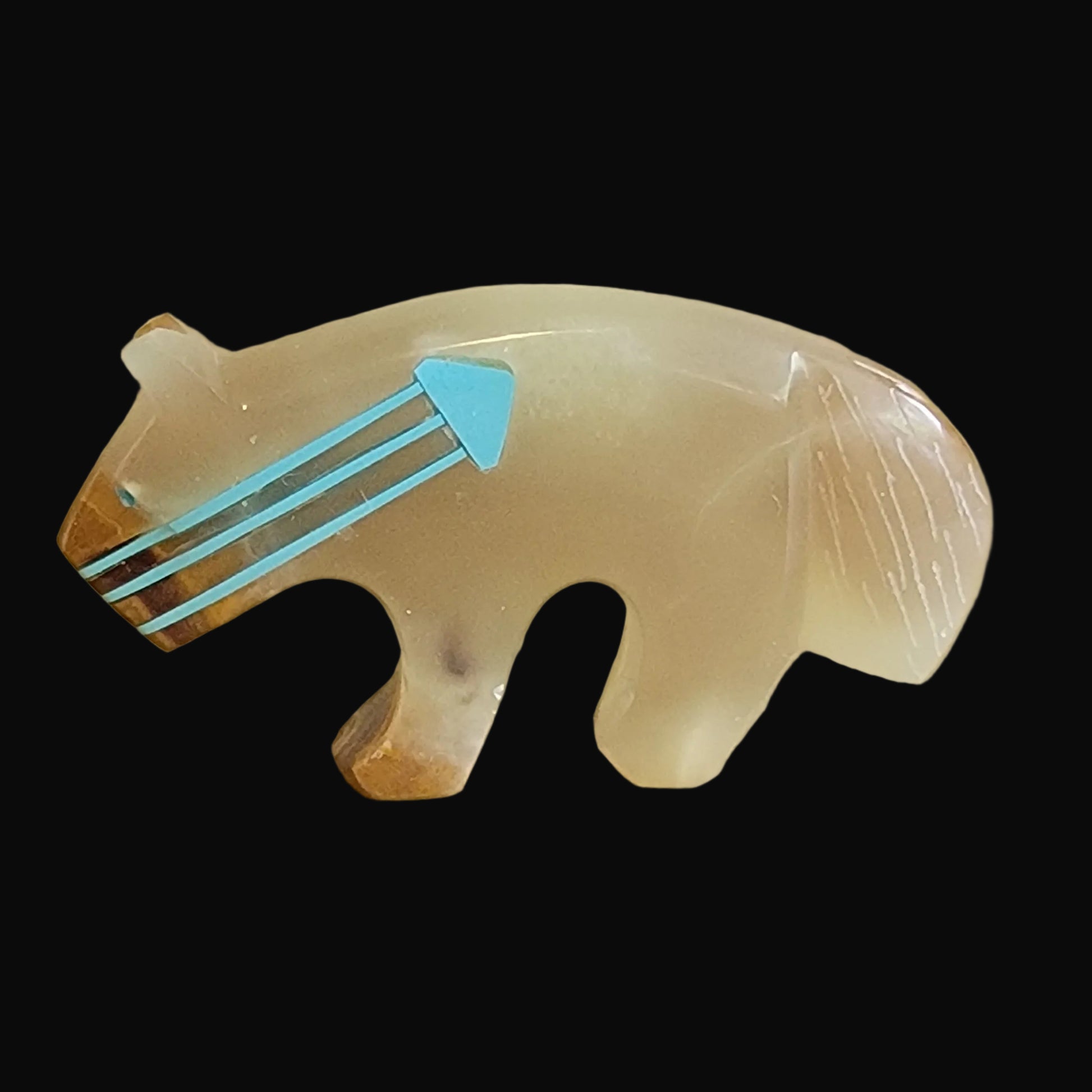Onyx Mountain Lion w/ Triple Heartlines Zuni Fetish
