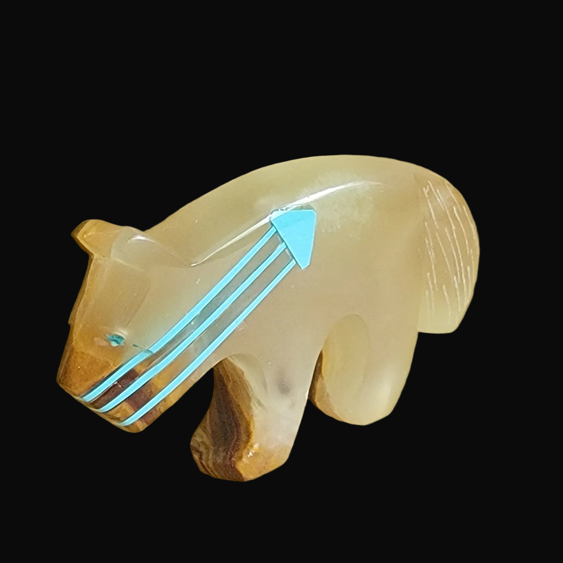 Onyx Mountain Lion w/ Triple Heartlines Zuni Fetish