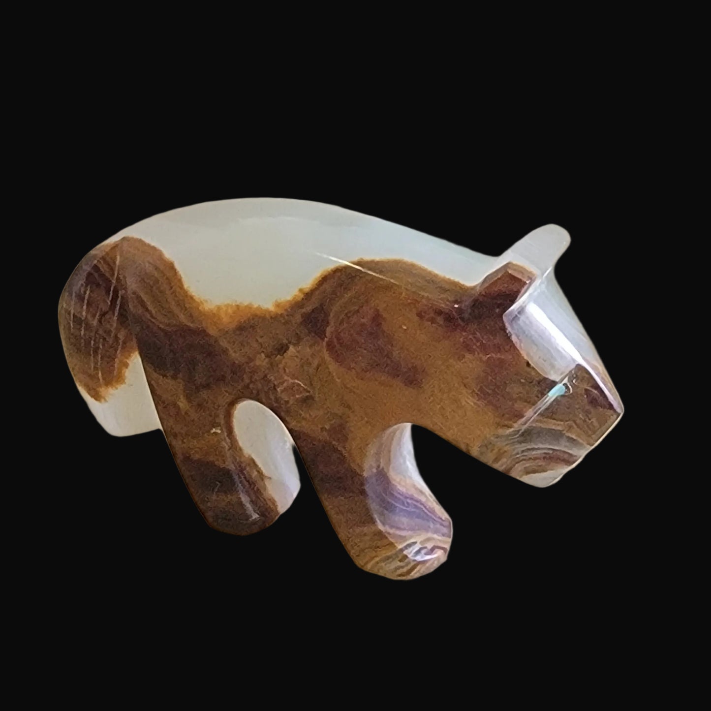 Onyx Mountain Lion w/ Triple Heartlines Zuni Fetish
