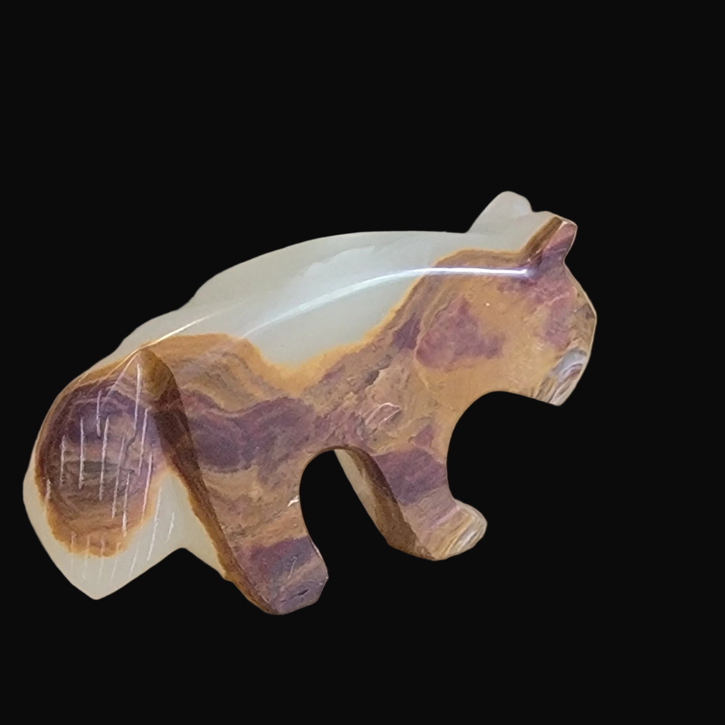Onyx Mountain Lion w/ Triple Heartlines Zuni Fetish