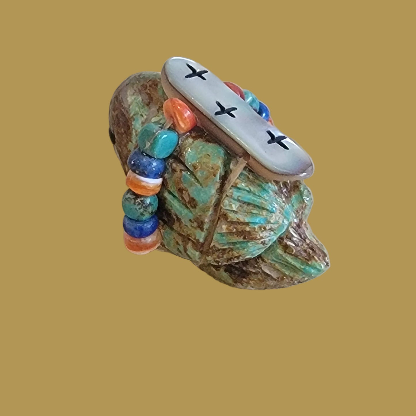 Turquoise Messenger Bird w/ Fancy Bundle Zuni Fetish