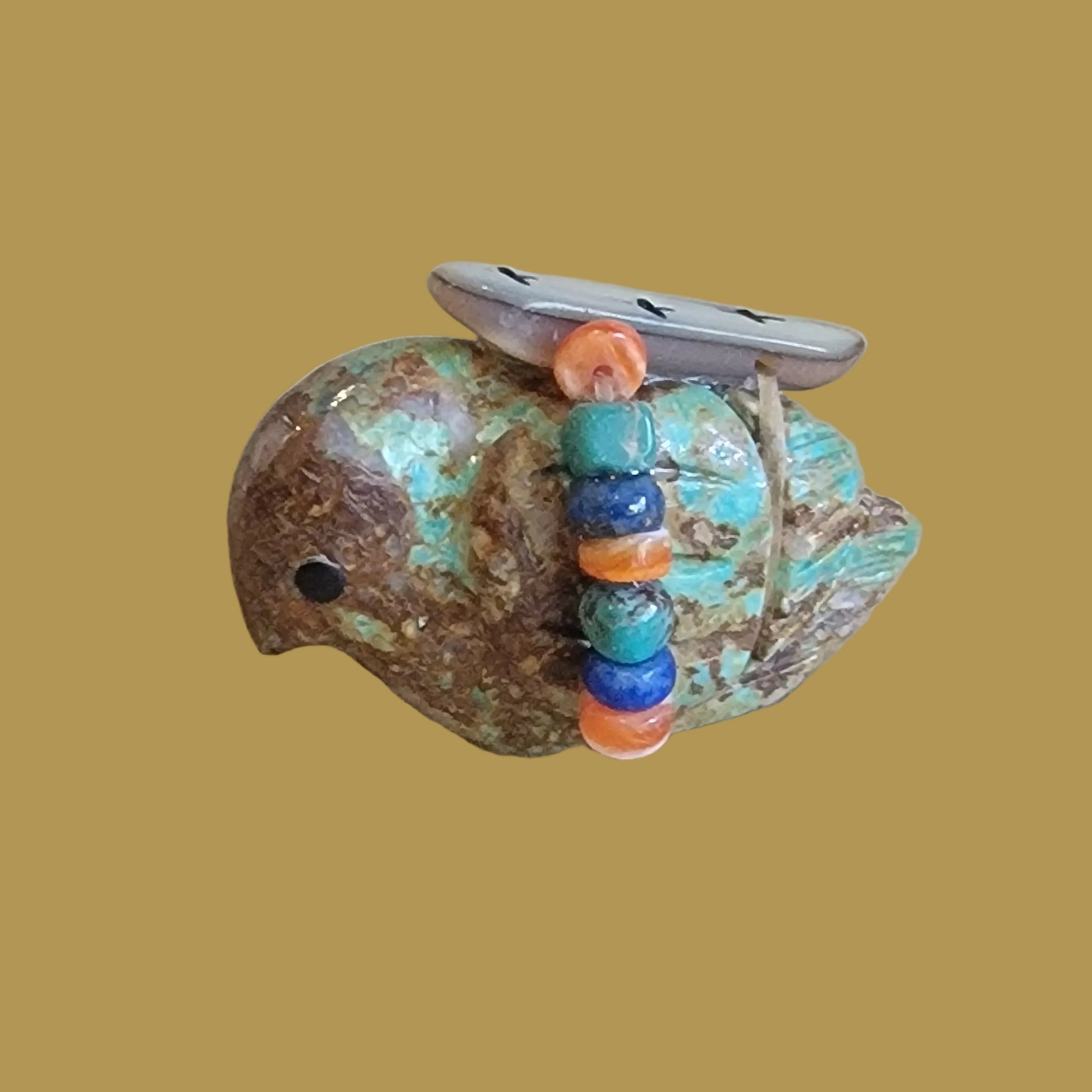 Turquoise Messenger Bird w/ Fancy Bundle Zuni Fetish
