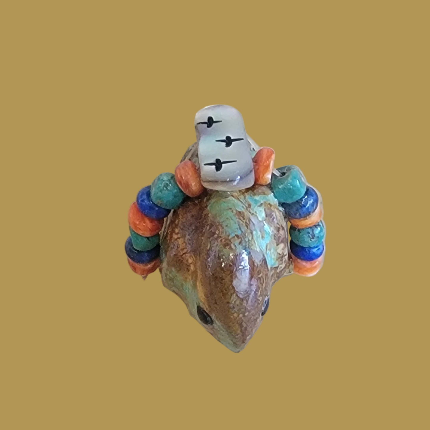 Turquoise Messenger Bird w/ Fancy Bundle Zuni Fetish